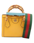 Pre-Loved Diana Bamboo Tote Leather Mini with Gold Hardware, Yellow