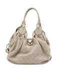 Pre-Loved Mahina XL Shoulder Bag Monogram Leather XL with Gold Hardware, Off-White