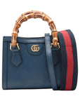 Pre-Loved Diana Bamboo Tote Leather Mini with Gold Hardware, Blue