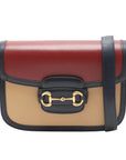 Pre-Loved Horsebit 1955 Shoulder Bag Leather Small with Gold Hardware, Red, Tan and Navy