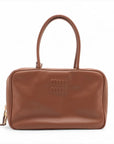 Pre-Loved Bowling Bag Handbag Leather with Gold Hardware, Brown
