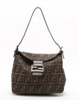 Pre-Loved Mamma Baguette Shoulder Bag Zucca Coated Canvas with Silver Hardware, Brown