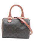 Pre-Loved Boston Triomphe Handbag Triomphe Coated Canvas Small with Gold Hardware, Brown