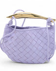 Pre-Loved Sardine Crossbody Bag Intrecciato Leather Mini with Gold Hardware, Lavender