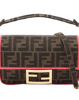 Pre-Loved Baguette Shoulder Bag Zucca Coated Canvas with Gold Hardware, Brown