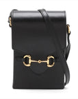 Pre-Loved 1955 Horsebit Crossbody Bag Leather Mini with Gold Hardware, Black