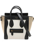 Pre-Loved Luggage Tote Leather Nano with Gold Hardware, White, Black & Beige