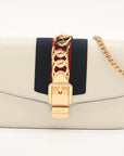 Pre-Loved Sylvie Crossbody Bag Leather Mini with Gold Hardware, White