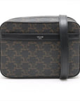 Pre-Loved Triomphe Camera Bag Crossbody Bag Triomphe Coated Canvas Medium with Silver Hardware, Black Brown