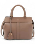 Pre-Loved Cabas Handbag Leather Small with Gold Hardware, Taupe
