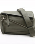 Pre-Loved Puzzle Crossbody Bag Leather Small with Silver Hardware, Khaki Green