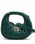 Pre-Loved Wander Matelassé Hobo Handbag Quilted Leather Micro with Gold Hardware, Green