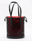 Pre-Loved Lace Bucket Bag Monogram Leather PM with Black Hardware, Black