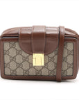 Pre-Loved GG Supreme Crossbody Bag Monogram Coated Canvas Mini with Gold Hardware, Beige/Brown