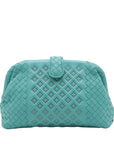 Pre-Loved The Lauren 1980 Clutch Intrecciato Leather with Silver Hardware, Turquoise