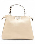 Pre-Loved Peekaboo Handbag Leather with Silver Hardware, Metallic Gold