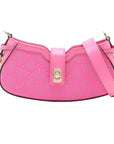 Pre-Loved Moon Side GG Mini Shoulder Bag Monogram Coated Canvas Mini with Gold Hardware, Pink