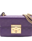 Pre-Loved Padlock Shoulder Bag Monogram Leather Mini with Gold Hardware, Purple