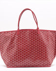 Pre-Loved Saint Louis Tote Chevron Coated Canvas GM with Gold Hardware, Red