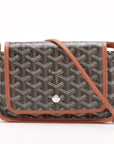 Pre-Loved Plumet Crossbody Bag Goyardine Chevron Coated Canvas with Silver Hardware, Black and Tan