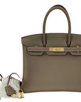 Pre-Loved Birkin Handbag Leather 30 with Gold Hardware, Etoupe