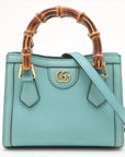 Pre-Loved Diana Bamboo Tote Leather Mini with Gold Hardware, Light Blue