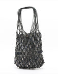 Pre-Loved Oblique Net Tote Tote Oblique Coated Canvas with Gold Hardware, Navy Blue and Beige