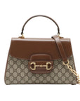 Pre-Loved Horsebit 1955 Handbag Monogram Coated Canvas with Gold Hardware, Beige/Brown