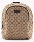 Pre-Loved GG Backpack Monogram Coated Canvas with Silver Hardware, Beige/Brown