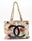 Pre-Loved Graffiti CC Tote Tote Quilted Coated Canvas with Gold Hardware, Multicolor