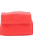Pre-Loved Intrecciato Clutch Clutch Intrecciato Leather with Silver Hardware, Coral Red