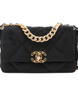 Pre-Loved Chanel 19 Shoulder Bag Quilted Fabric Small with Mixed Hardware, Black
