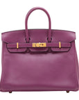 Pre-Loved Birkin Handbag Leather 25 with Gold Hardware, Purple
