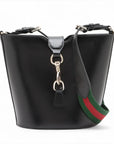 Pre-Loved Web Bucket Bag Bucket Bag Leather with Gold Hardware, Black