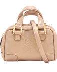 Pre-Loved Amazona Handbag Leather Mini with Gold Hardware, Metallic Beige