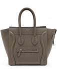 Pre-Loved Luggage Tote Leather Micro with Silver Hardware, Taupe