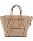 Pre-Loved Luggage Tote Leather Micro with Silver Hardware, Beige