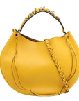 Pre-Loved Fortune Hobo Shoulder Bag Leather with Silver Hardware, Yellow