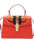 Pre-Loved Sylvie Handbag Monogram Leather Medium with Gold Hardware, Red