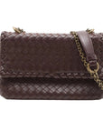 Pre-Loved Olimpia Crossbody Bag Intrecciato Leather Baby with Aged Gold Hardware, Burgundy