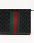 Pre-Loved Web Microguccissima Pouch Clutch Microguccissima Leather with Silver Hardware, Black