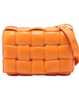 Pre-Loved Padded Cassette Crossbody Bag Intrecciato Leather with Gold Hardware, Orange