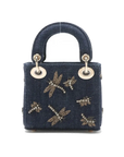 Pre-Loved Lady Dior Handbag Denim Mini with Gold Hardware, Blue