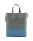 Pre-Loved Cabas Tote Leather Small with Gold Hardware, Gray and Blue