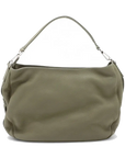 Pre-Loved Saddle Hobo Shoulder Bag Leather with Silver Hardware, Olive Green