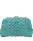 Pre-Loved The Lauren 1980 Clutch Intrecciato Leather with Silver Hardware, Turquoise