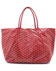Pre-Loved Saint Louis Tote Goyardine Chevron Coated Canvas GM with Silver Hardware, Red