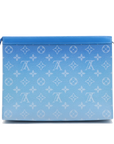 Pre-Loved Pochette Voyage Pochette Monogram Canvas Coated MM with Silver Hardware, Blue
