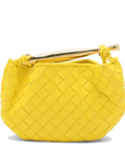 Pre-Loved Sardine Mini Shoulder Bag Intrecciato Leather Mini with Gold Hardware, Yellow