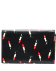 Pre-Loved Kate Chain Wallet Crossbody Bag Lipstick Print Leather Small with Gold Hardware, Black